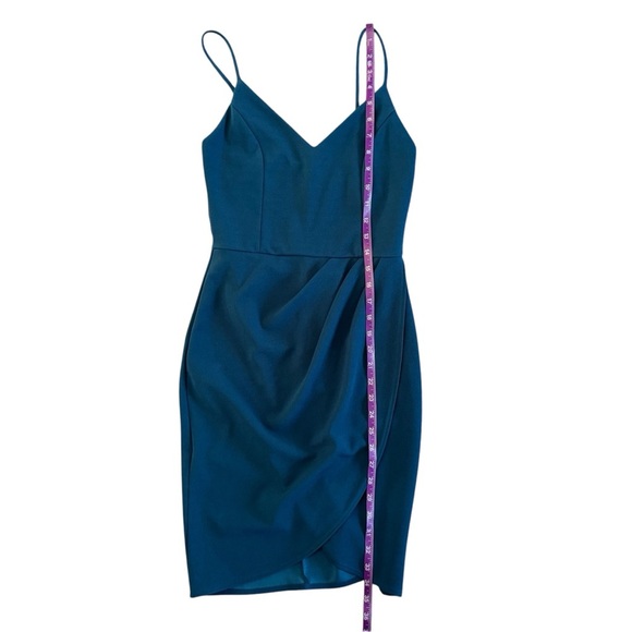 FOREVER YOUR GIRL BODYCON DRESS teal blue HOCO sz Small LuLu cocktail party 938 - Picture 10 of 13